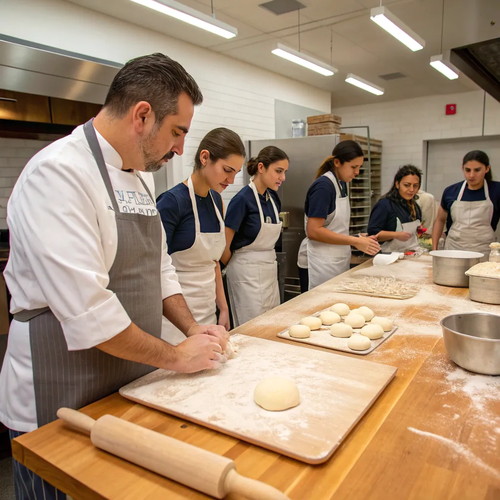Baking instructor teaching in a master class